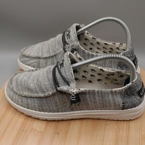 Hey Dude Shoes Womens 7 Wendy Stretch Yin Yang Grey Knit Slip On Loafers Flaw